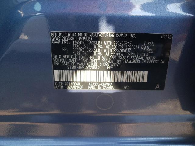 2T3BF4DVXCW178552 - 2012 TOYOTA RAV4 BLUE photo 14