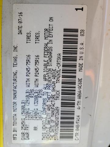 5TFRX5GN0GX072609 - 2016 TOYOTA TACOMA ACCESS CAB თეთრი ფოტო 13