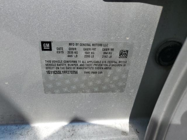1G11C5SL1FF270756 - 2015 CHEVROLET MALIBU 1LT SILVER photo 12