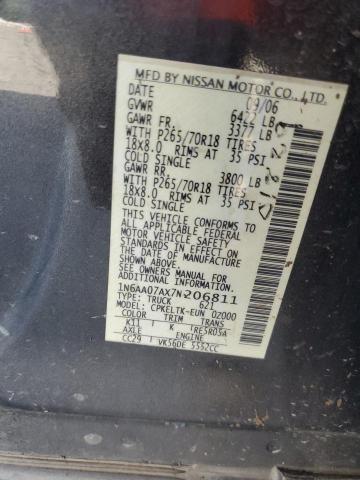 1N6AA07AX7N206811 - 2007 NISSAN TITAN XE 灰色 照片 12