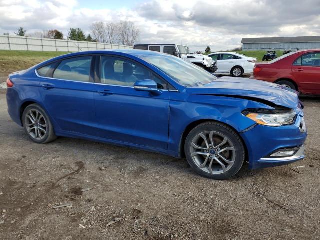 3FA6P0H76HR396489 - 2017 FORD FUSION SE BLUE photo 4