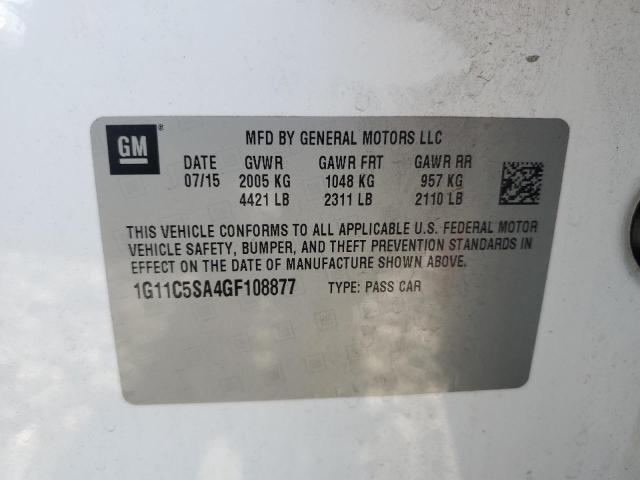 1G11C5SA4GF108877 - 2016 CHEVROLET MALIBU LIM LT WHITE photo 12