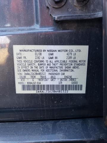 1N4AL21E28N481522 - 2008 NISSAN ALTIMA 2.5 GRAY photo 12