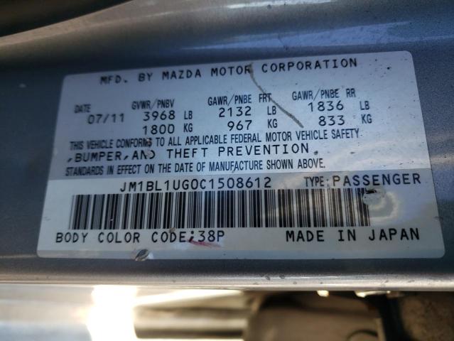 JM1BL1UG0C1508612 - 2012 MAZDA 3 I GRAY photo 12