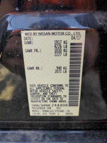 1N4AL3APXHC244408 - 2017 NISSAN ALTIMA 2.5 შავი ფოტო 12