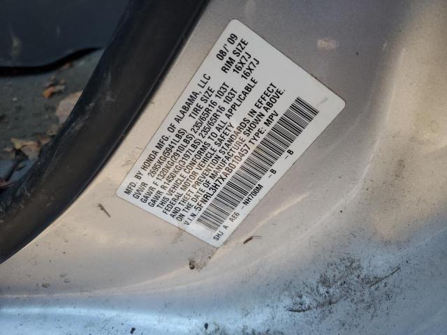 5FNRL3H7XAB010457 - 2010 HONDA ODYSSEY EXL GRAY photo 13