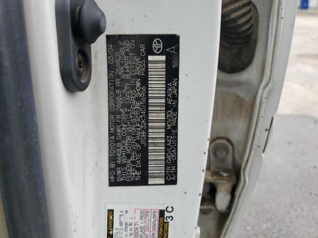 JTDBF32K340156966 - 2004 TOYOTA CAMRY LE WHITE photo 12