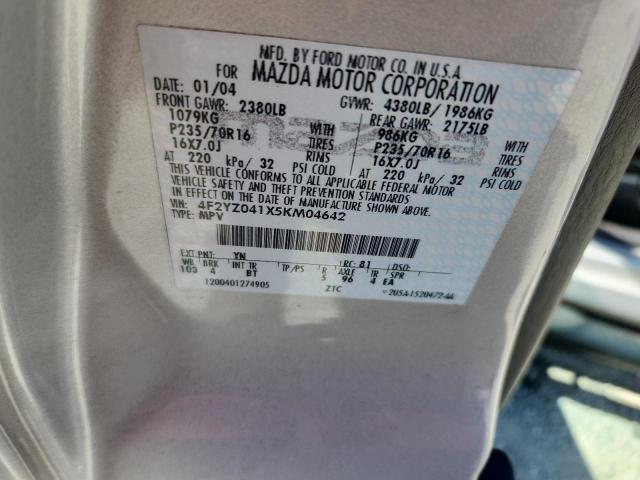 4F2YZ041X5KM04642 - 2005 MAZDA TRIBUTE S ვერცხლისფერი ფოტო 12