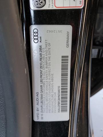 WAU2FBFC8HN034610 - 2017 AUDI S7 PRESTIGE BLACK photo 12