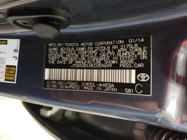 JTDKN3DU9E0359699 - 2014 TOYOTA PRIUS GRAY photo 13