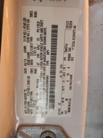 1FMCU9GX2DUD56680 - 2013 FORD ESCAPE SE 白色 照片 13