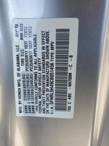 5FNRL5H49CB051456 - 2012 HONDA ODYSSEY EX 银色 照片 13