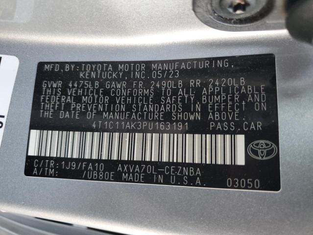 4T1C11AK3PU163191 - 2023 TOYOTA CAMRY LE 灰色 照片 13