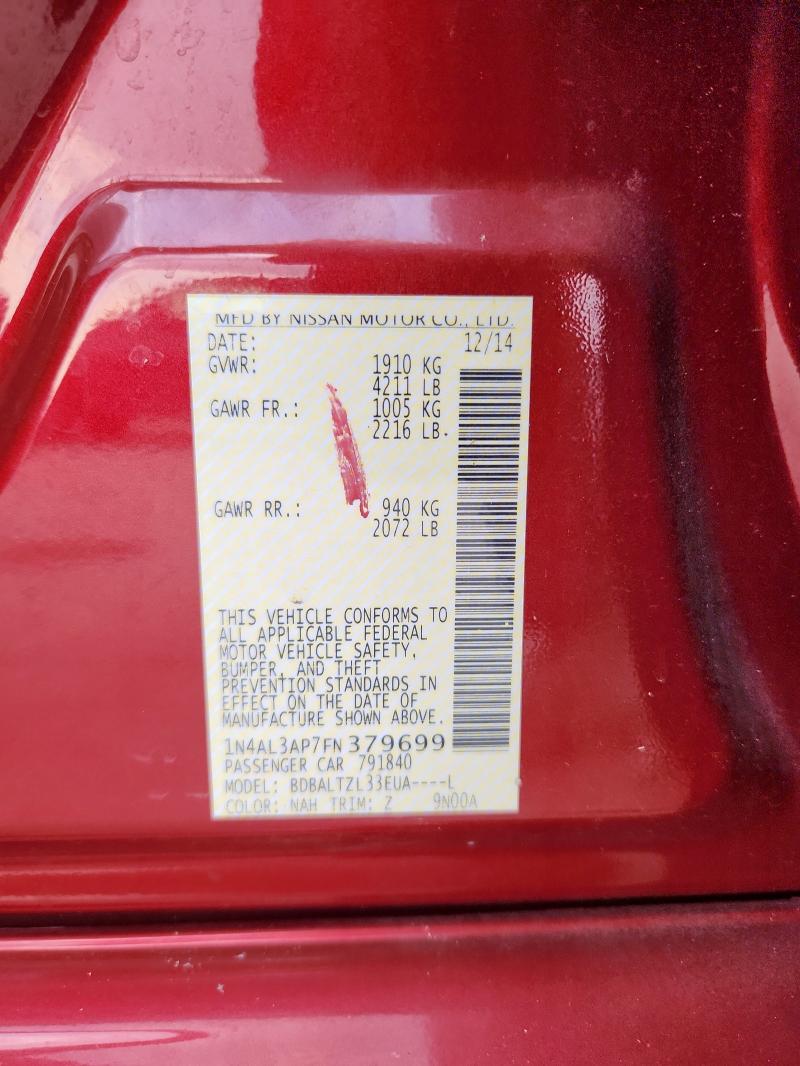 1N4AL3AP7FN379699 - 2015 NISSAN ALTIMA 2.5 勃艮第红 照片 13