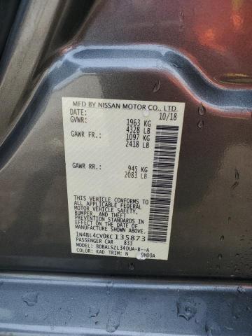 1N4BL4CV0KC135873 - 2019 NISSAN ALTIMA SR Gris foto 12