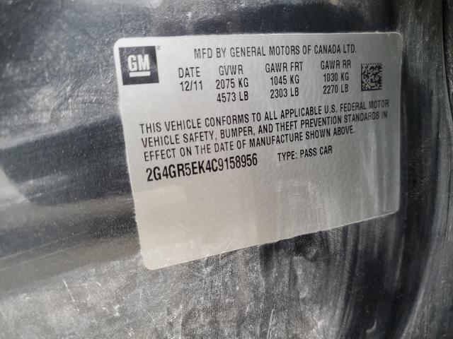 2G4GR5EK4C9158956 - 2012 BUICK REGAL 灰色 照片 12