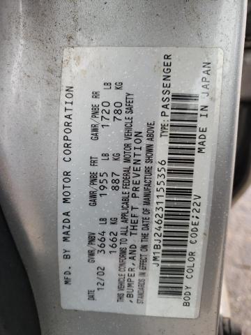 JM1BJ246231155356 - 2003 MAZDA PROTEGE PR5 银色 照片 12