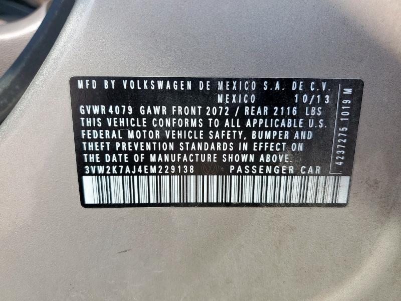 3VW2K7AJ4EM229138 - 2014 VOLKSWAGEN JETTA BASE 棕色 照片 13