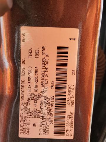 5TFTY5F17LX011320 - 2020 TOYOTA TUNDRA DOUBLE CAB SR/SR5 GRAY photo 12