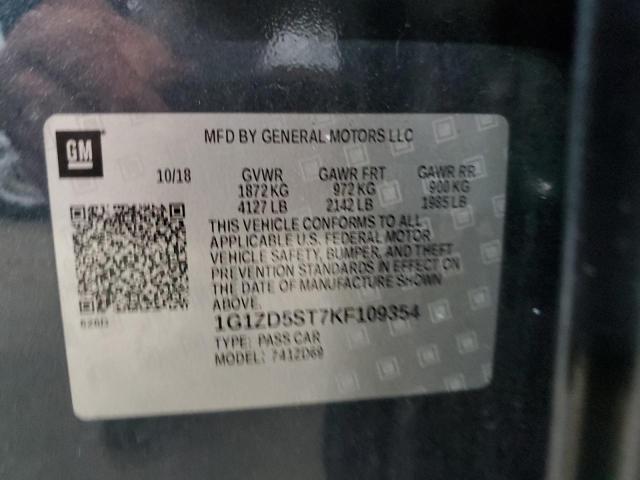 1G1ZD5ST7KF109354 - 2019 CHEVROLET MALIBU LT Գրաֆիտ լուսանկար 12