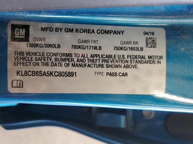 KL8CB6SA5KC805891 - 2019 CHEVROLET SPARK LS Mavi foto 12