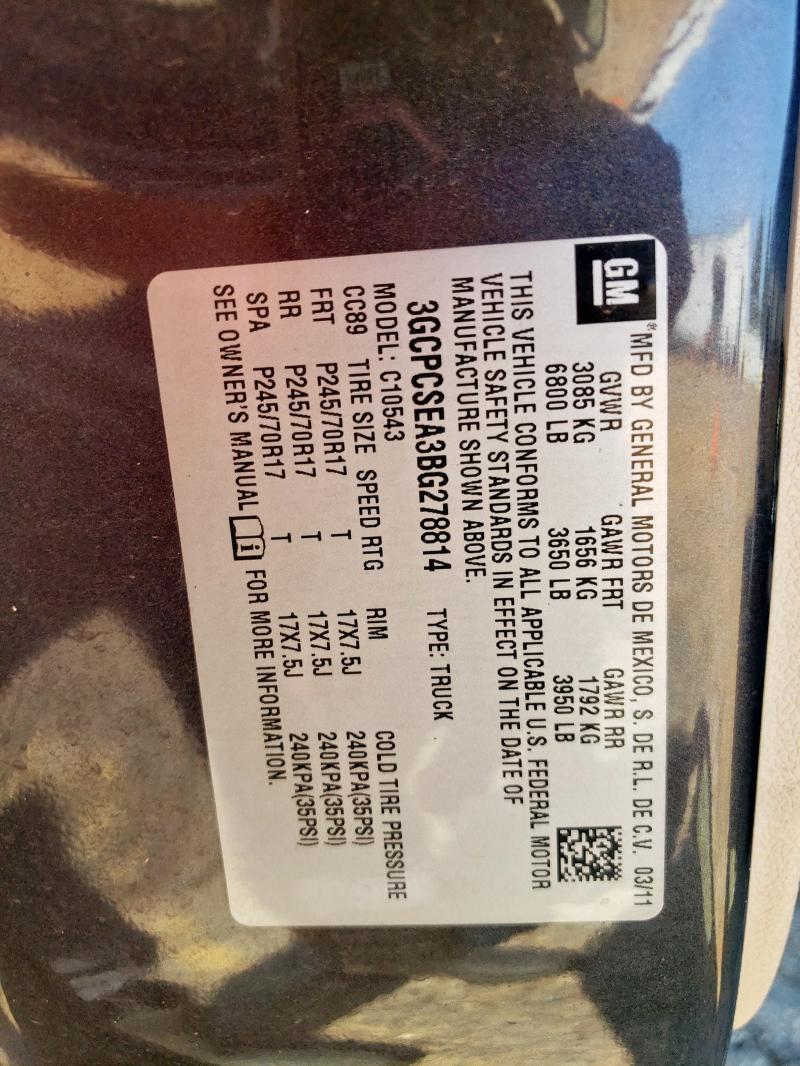 3GCPCSEA3BG278814 - 2011 CHEVROLET SILVERADO C1500 LT Boz foto 12