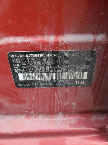 ML32F3FJ2HHF05937 - 2017 MITSUBISHI MIRAGE G4 ES RED photo 12