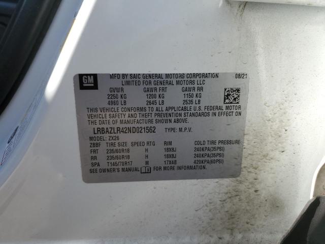 LRBAZLR42ND021562 - 2022 BUICK ENVISION PREFERRED WHITE photo 13