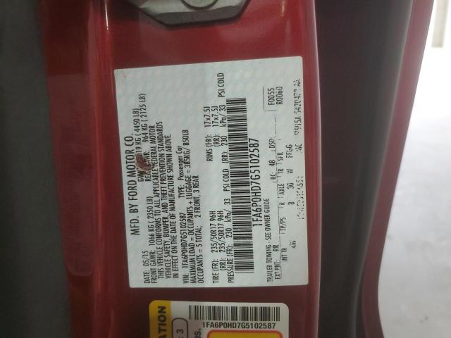 1FA6P0HD7G5102587 - 2016 FORD FUSION SE 红色 照片 12