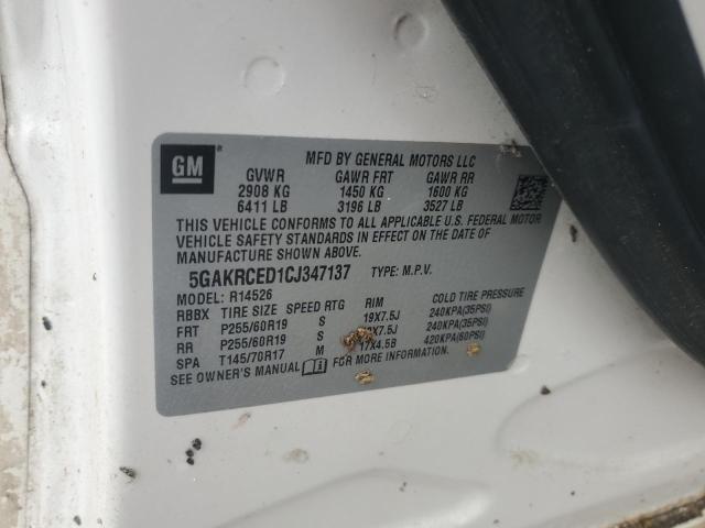 5GAKRCED1CJ347137 - 2012 BUICK ENCLAVE WHITE photo 13