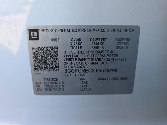 3GCPCREC2JG570298 - 2018 CHEVROLET SILVERADO C1500 LT Biały zdjęcie 10