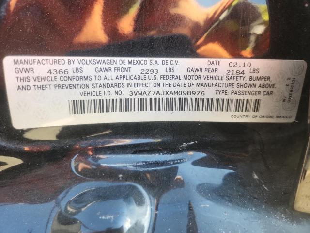 3VWAZ7AJXAM098976 - 2010 VOLKSWAGEN JETTA LIMITED Negro foto 12