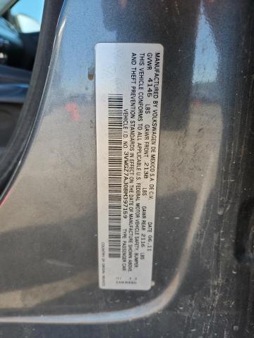 3VWGZ7AJ0BM397159 - 2011 VOLKSWAGEN JETTA SEL GRAY photo 12