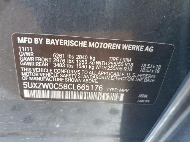 5UXZW0C58CL665176 - 2012 BMW X5 XDRIVE35D GRAY photo 13