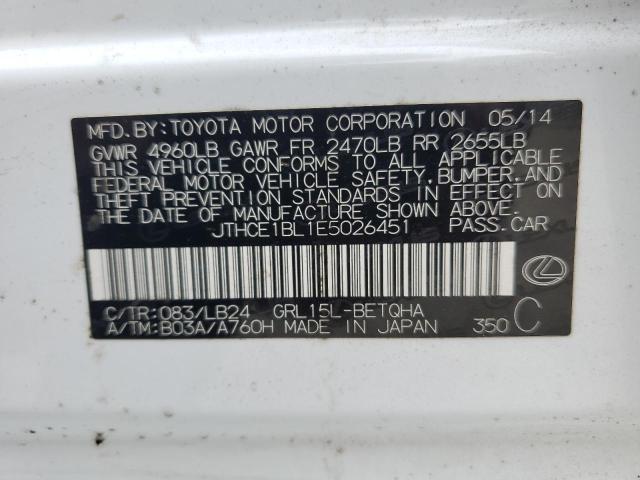 JTHCE1BL1E5026451 - 2014 LEXUS GS 350 WHITE photo 12