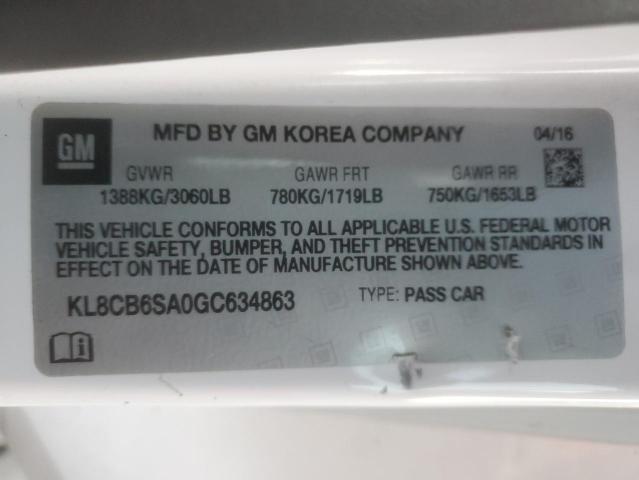 KL8CB6SA0GC634863 - 2016 CHEVROLET SPARK LS თეთრი ფოტო 12