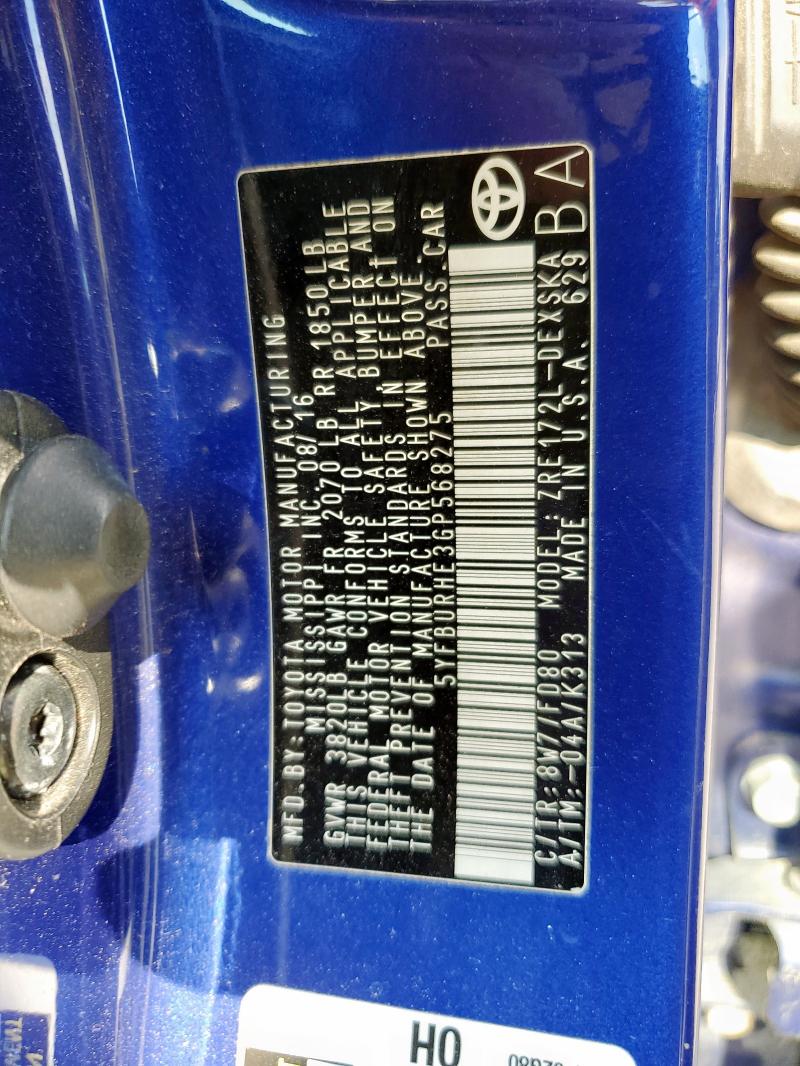 5YFBURHE3GP568275 - 2016 TOYOTA COROLLA L ლურჯი ფოტო 13