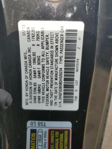 2HGFG3B58DH526234 - 2013 HONDA CIVIC LX BLACK photo 12