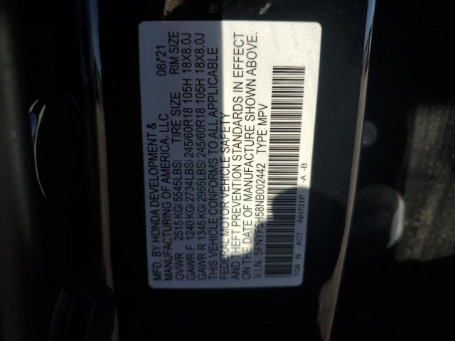 5FNYF5H58NB002442 - 2022 HONDA PILOT EXL 黑色 照片 13