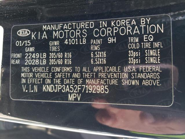 KNDJP3A52F7192985 - 2015 KIA SOUL + BLACK photo 12