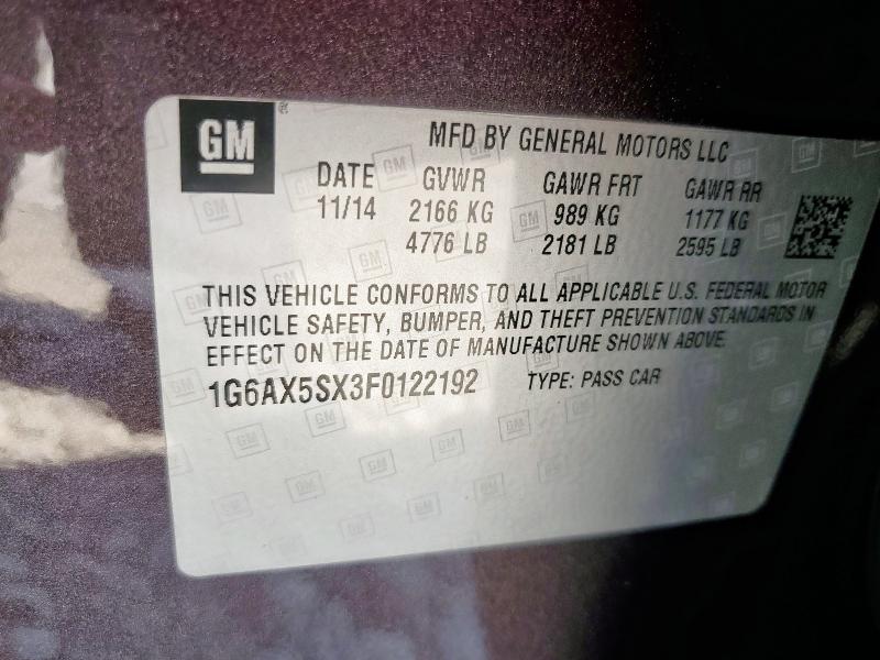 1G6AX5SX3F0122192 - 2015 CADILLAC CTS LUXURY COLLECTION GRAY photo 12