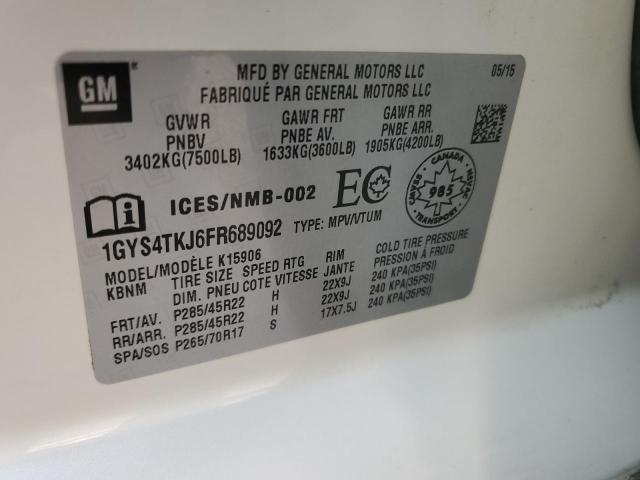 1GYS4TKJ6FR689092 - 2015 CADILLAC ESCALADE ESV PREMIUM თეთრი ფოტო 13