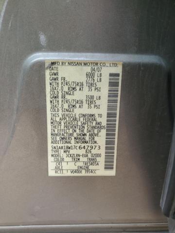 5N1AR18W17C647973 - 2007 NISSAN PATHFINDER LE TAN photo 13