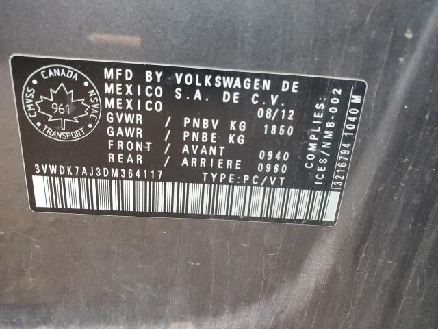 3VWDK7AJ3DM364117 - 2013 VOLKSWAGEN JETTA SE GRAY photo 12