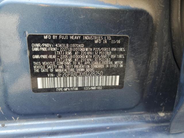 JF2GPABCXH9228250 - 2017 SUBARU CROSSTREK PREMIUM BLUE photo 12