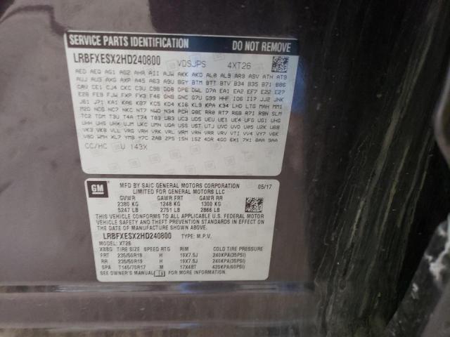 LRBFXESX2HD240800 - 2017 BUICK ENVISION PREMIUM GRAY photo 13