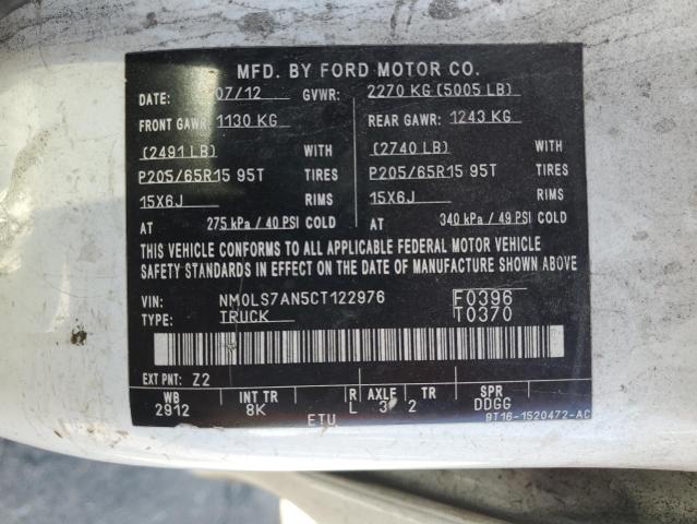 NM0LS7AN5CT122976 - 2012 FORD TRANSIT CONNECT XL WHITE photo 13