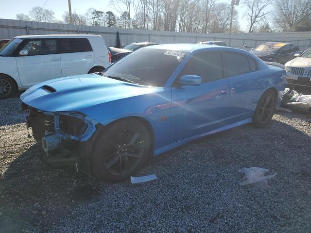 2C3CDXGJXKH633696 - 2019 DODGE CHARGER SCAT PACK BLUE photo 1