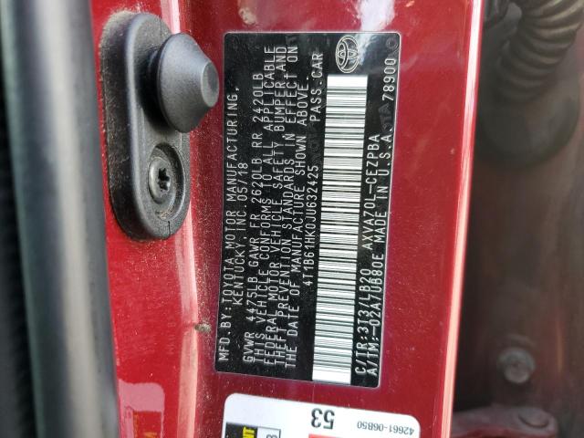 4T1B61HK0JU632425 - 2018 TOYOTA CAMRY XSE 栗色 照片 12