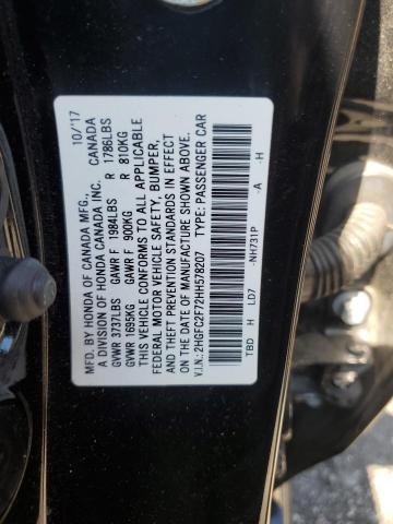 2HGFC2F72HH578207 - 2017 HONDA CIVIC EX BLACK photo 13